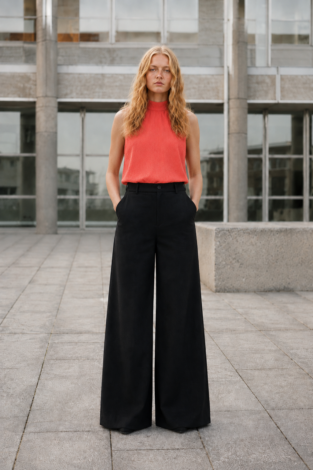 Pantalón sastre lino negro