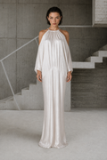 Vestido sin hombros cloud dancer