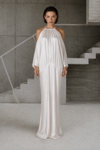 Vestido sin hombros cloud dancer