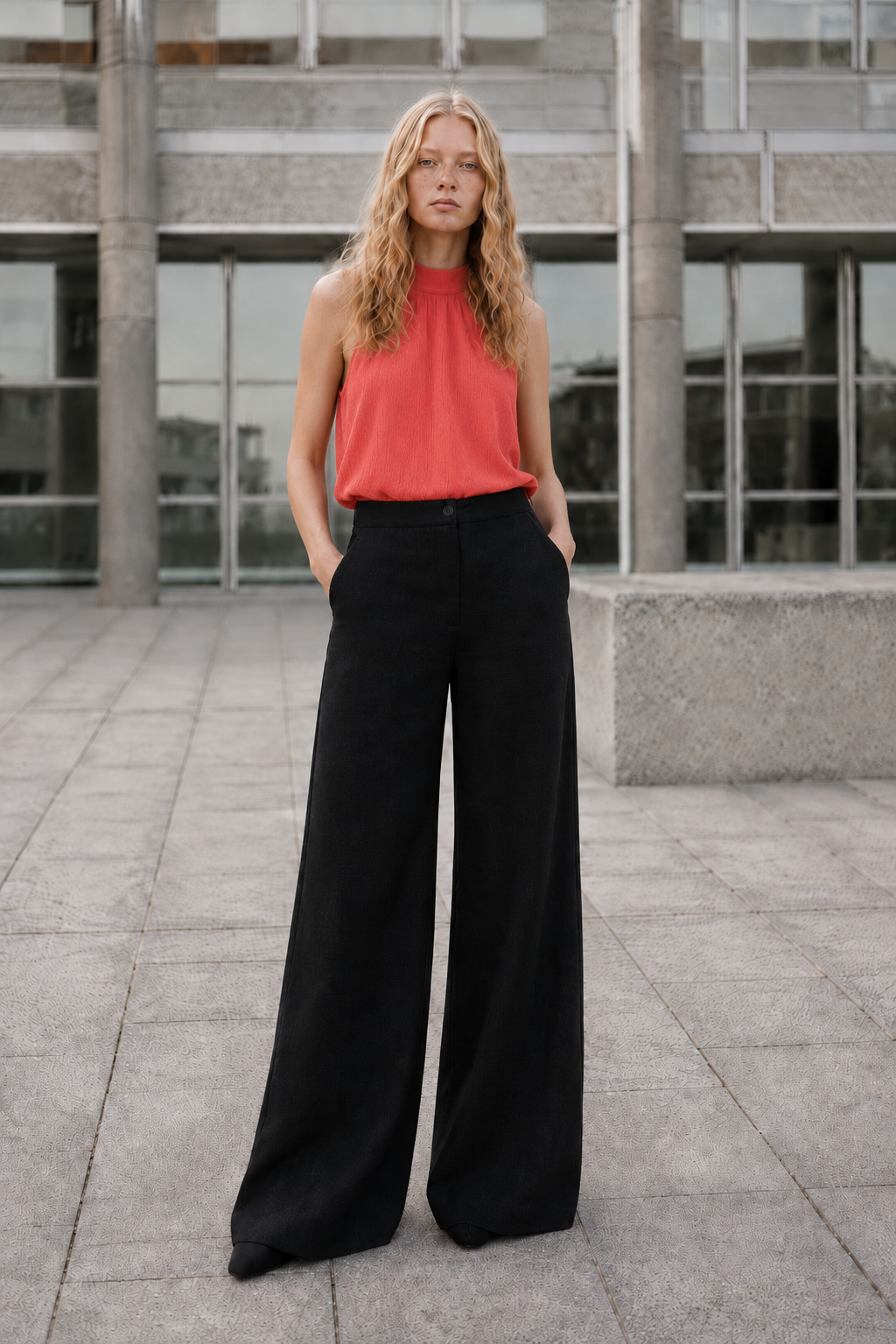 Pantalón sastre lino negro