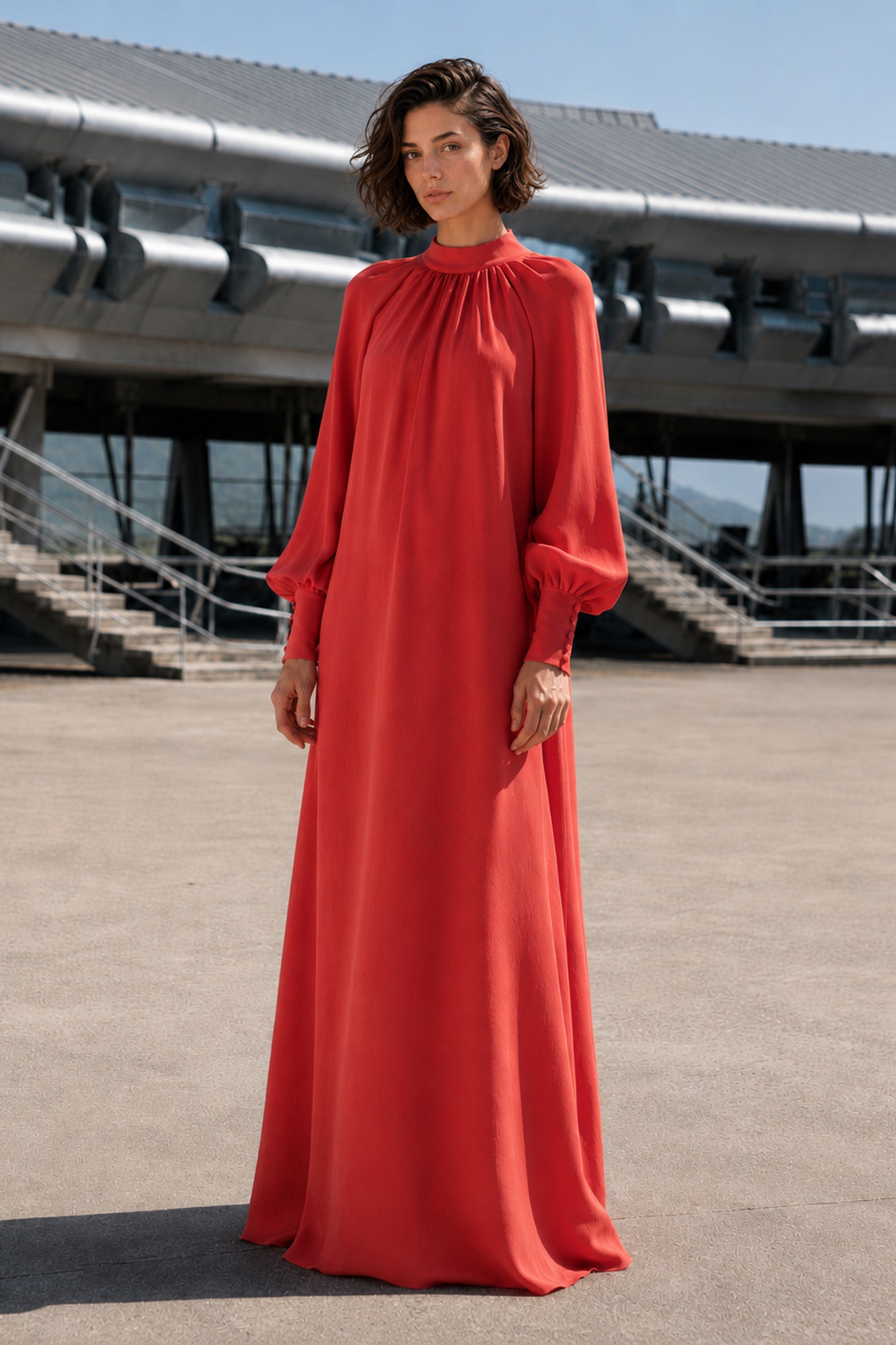 Vestido bambula seda coral · PIEZA ÚNICA