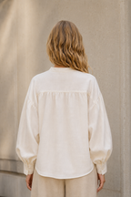 Blusa seda y lino satinado baloon.