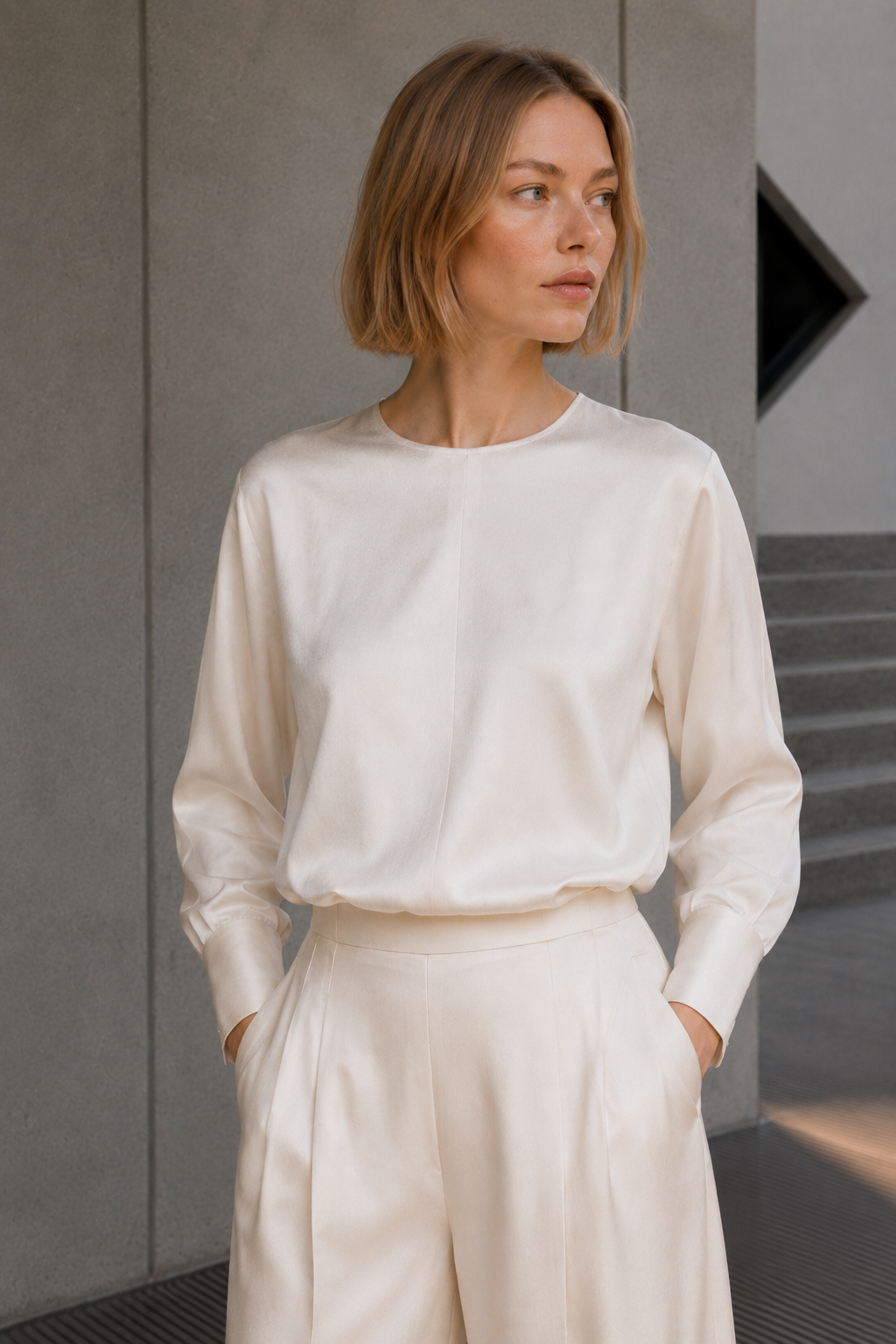 Blusa fluida cloud dancer