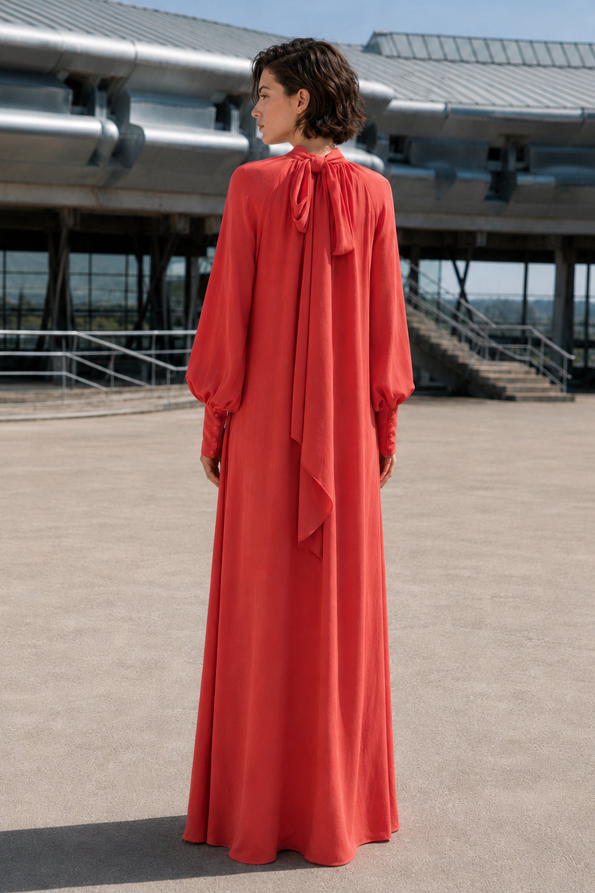 Vestido bambula seda coral · PIEZA ÚNICA