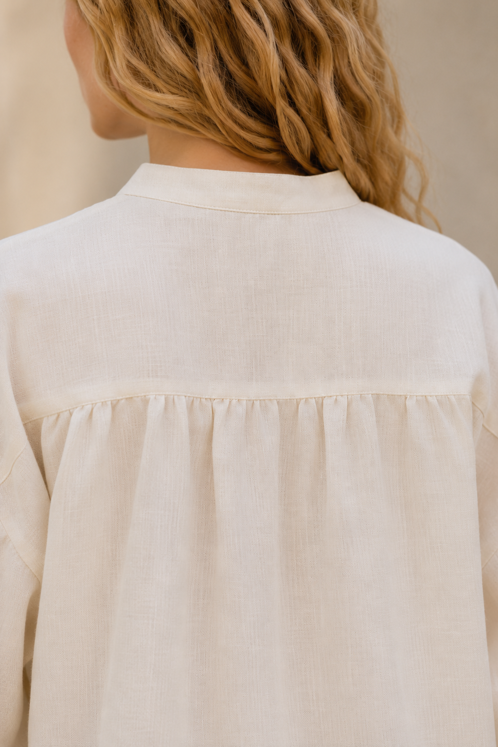 Blusa seda y lino satinado baloon.