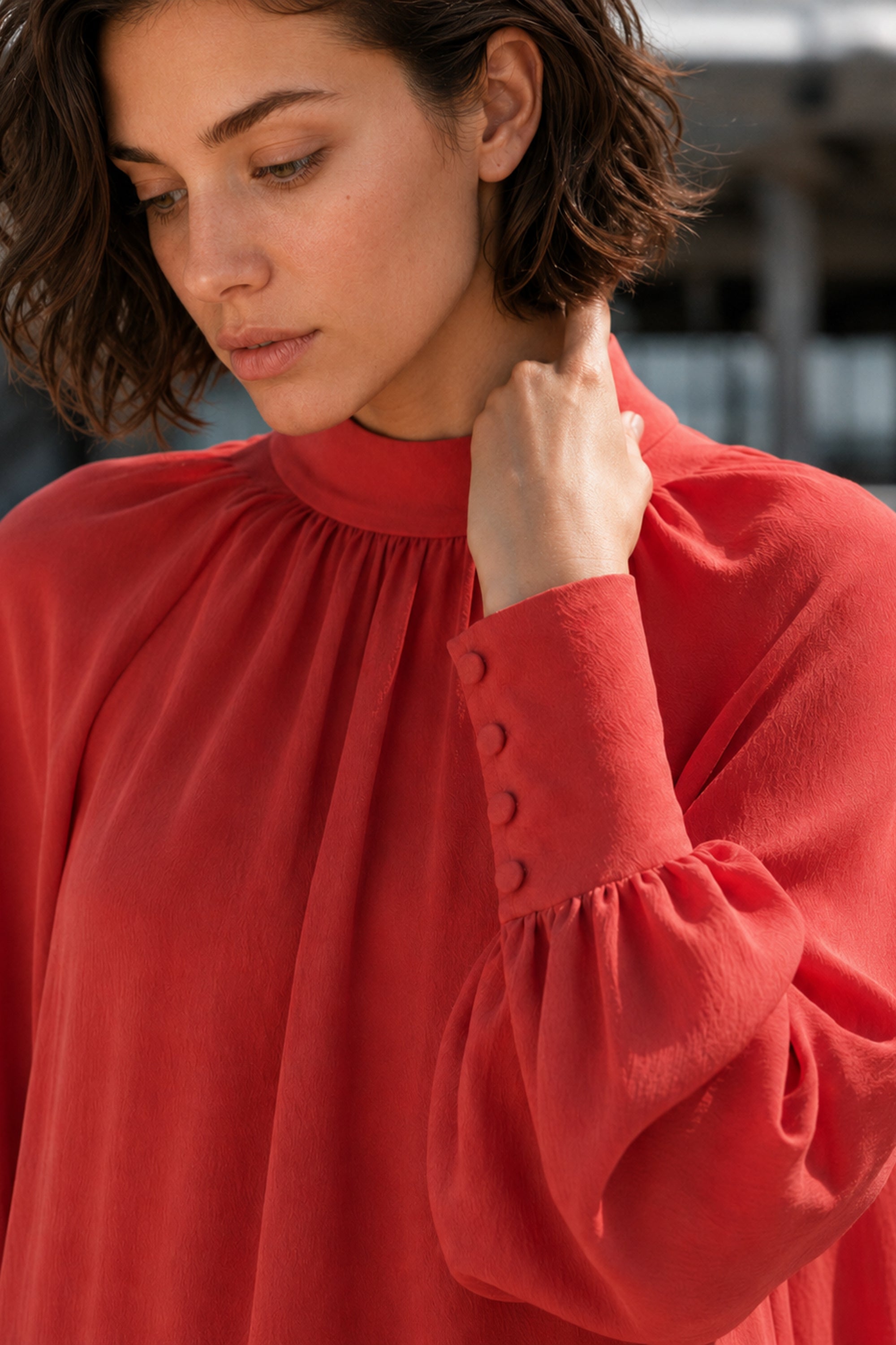 Vestido bambula seda coral · PIEZA ÚNICA